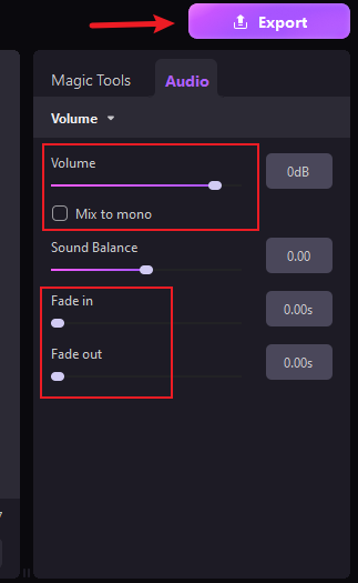 export audio after changing voice from pc