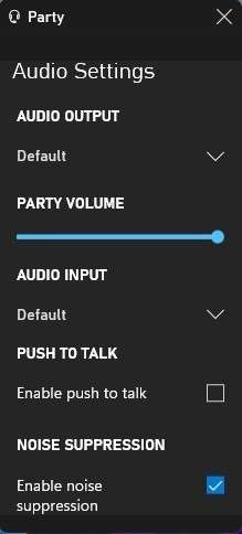 xbox party chat audio settings