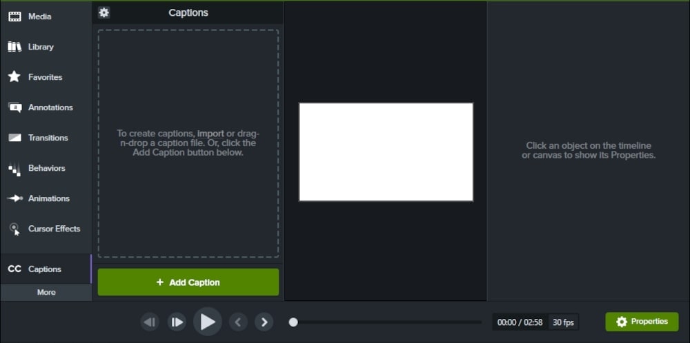 add captions to camtasia