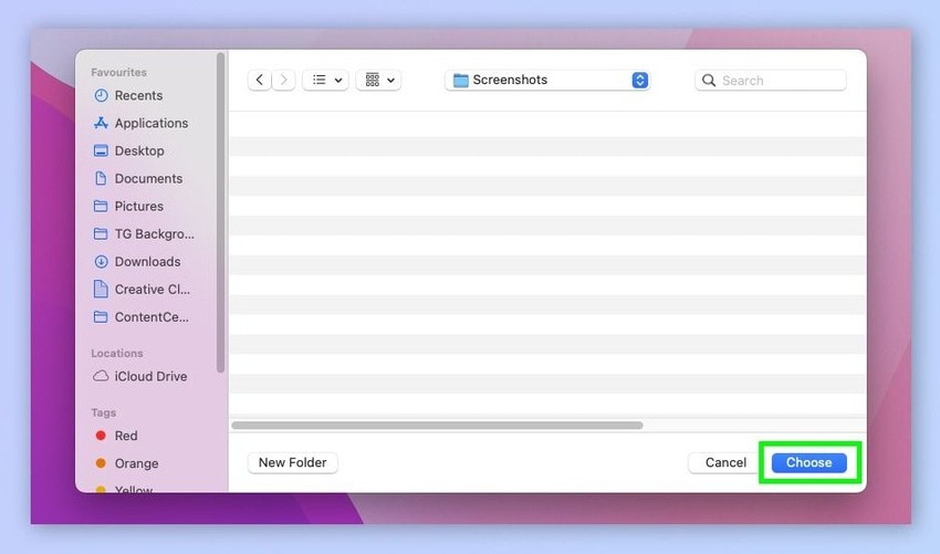 change screenshot location on mac