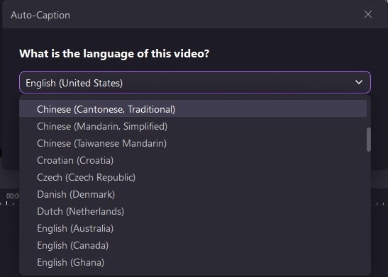 select the language of your video