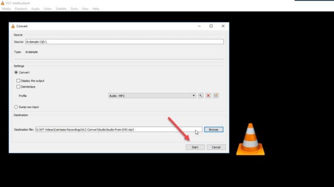 start extract audio from mkv in vlc