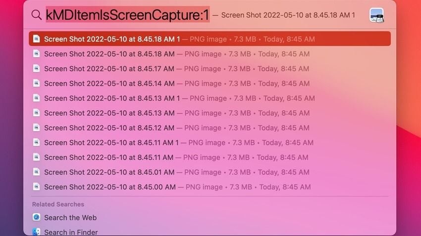 screenshot search in spotlight