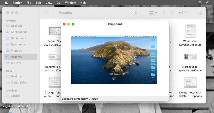 a mac screenshot on the clipboard