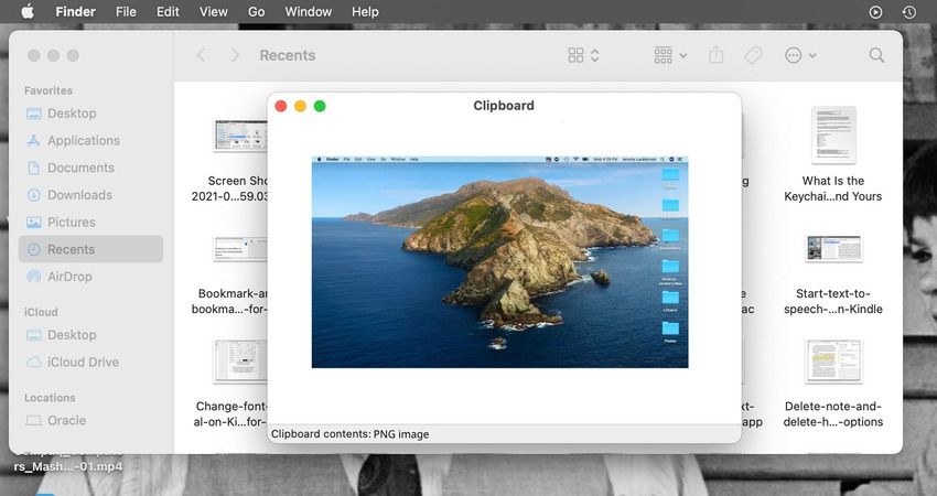 una captura de pantalla de mac en el portapapeles