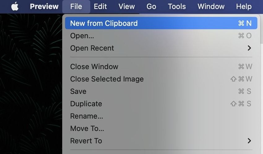open a new file from the clipboard