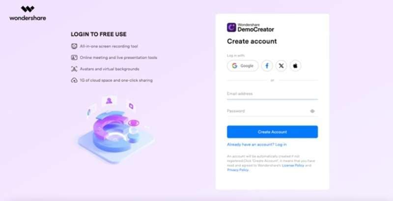 create account democreator