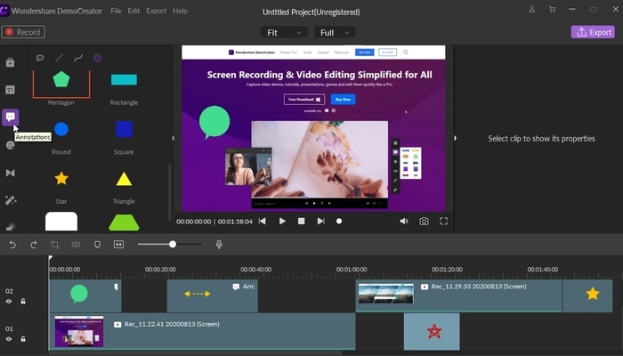 democreator built-in video editor