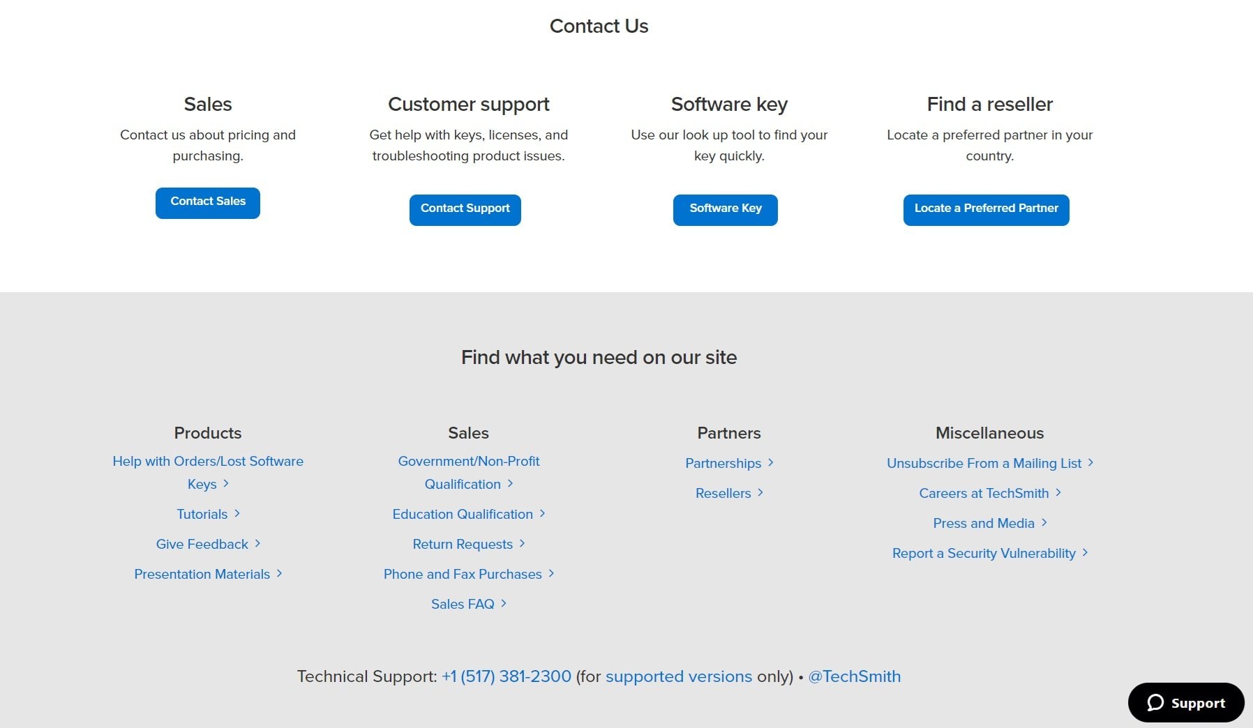 camtasia's help and customer support section
