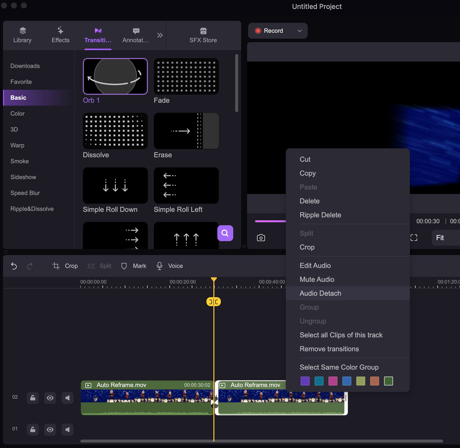 séparer l'audio pour le fusionner