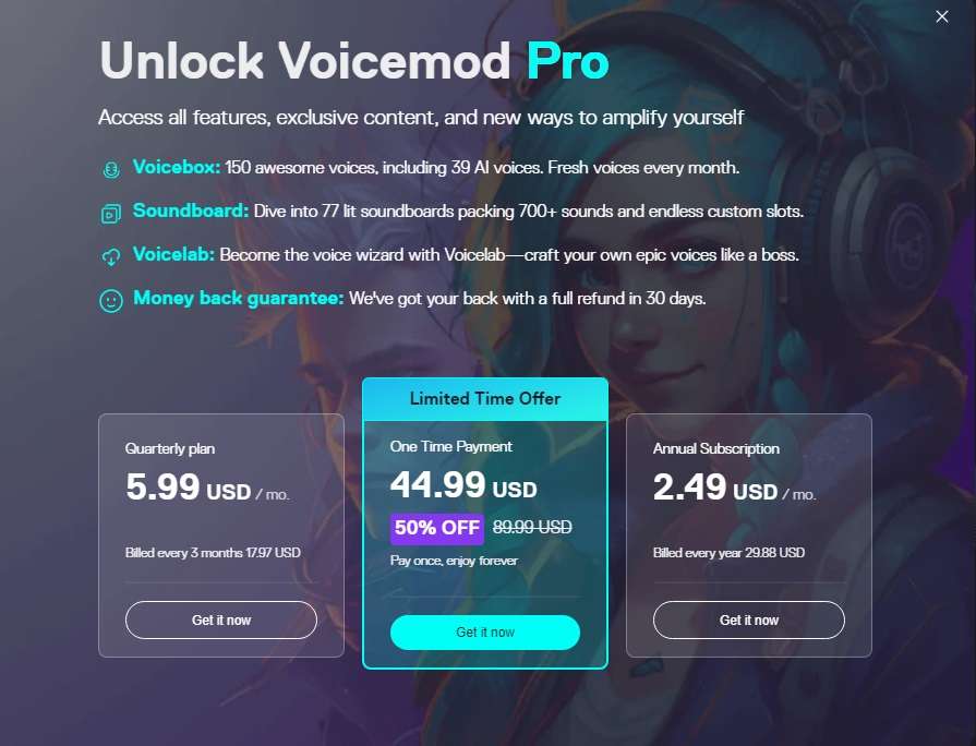 voicemod pro pricing plans