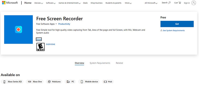 télécharger free screen recorder win 10