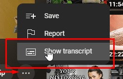mostrar transcripción en youtube