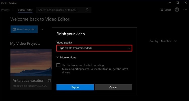 finish video and export