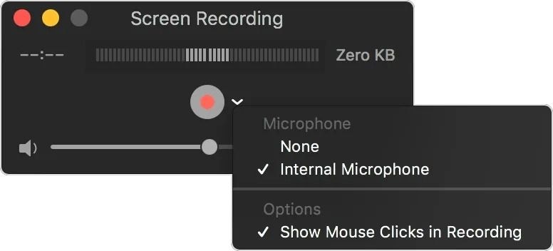 select a microphone in quicktime player