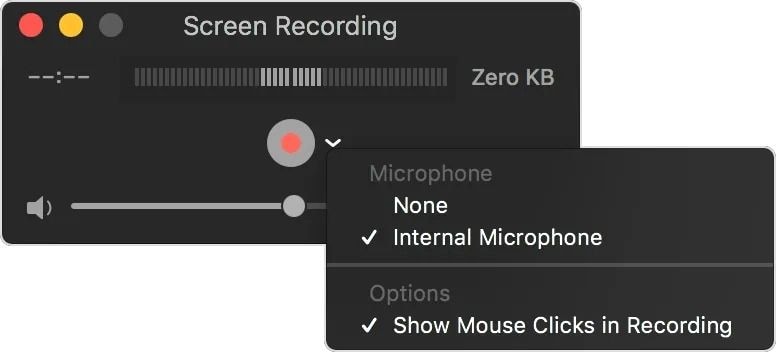 selecciona un micrófono en quicktime player