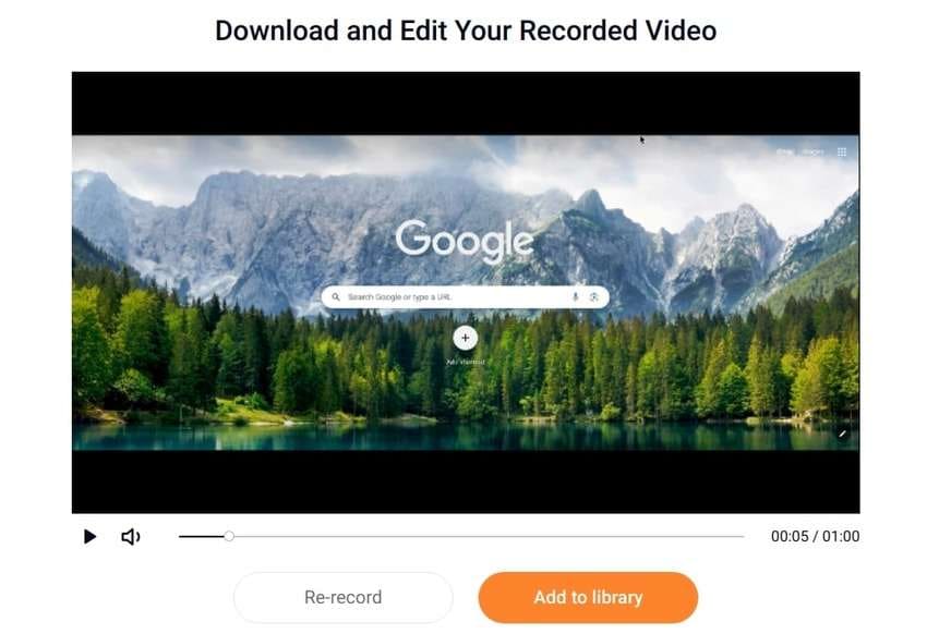 add to library on flexclip screen recorder