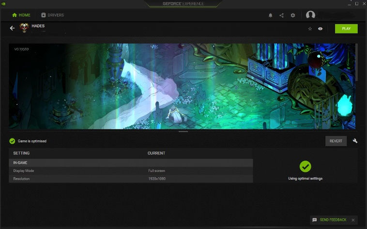 geforce experience home interface