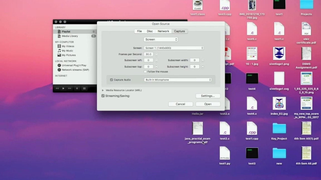 vlc screen recording on mac