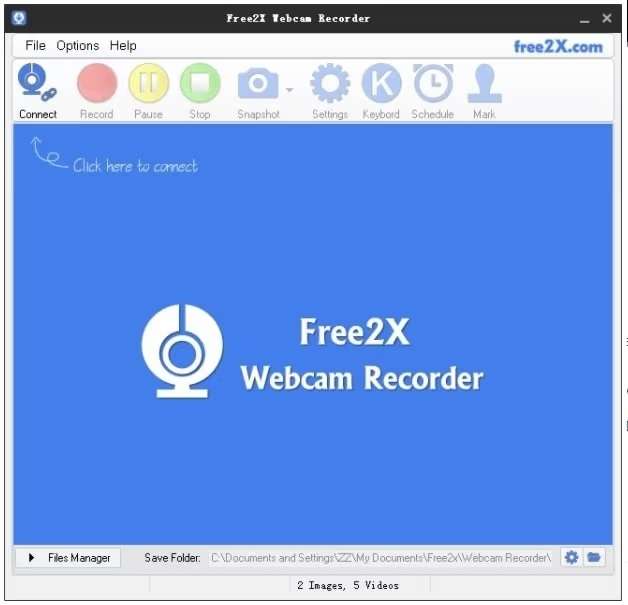 free2x webcam recorder interface
