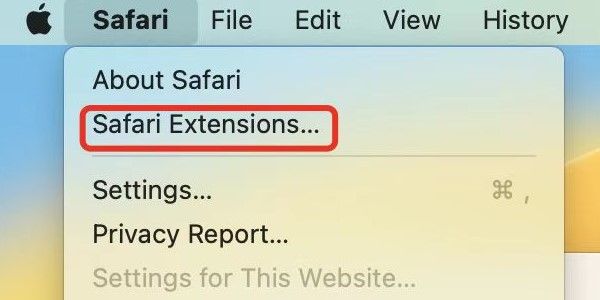 open the web browser's extensions menu