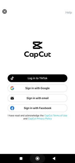 sign in to capcut for android