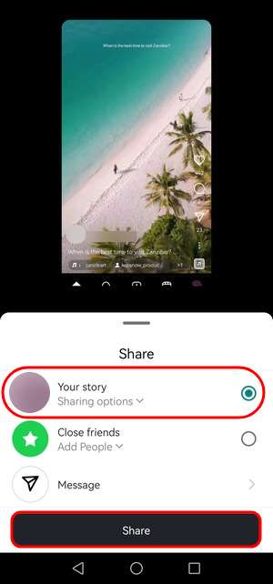 share your instagram story