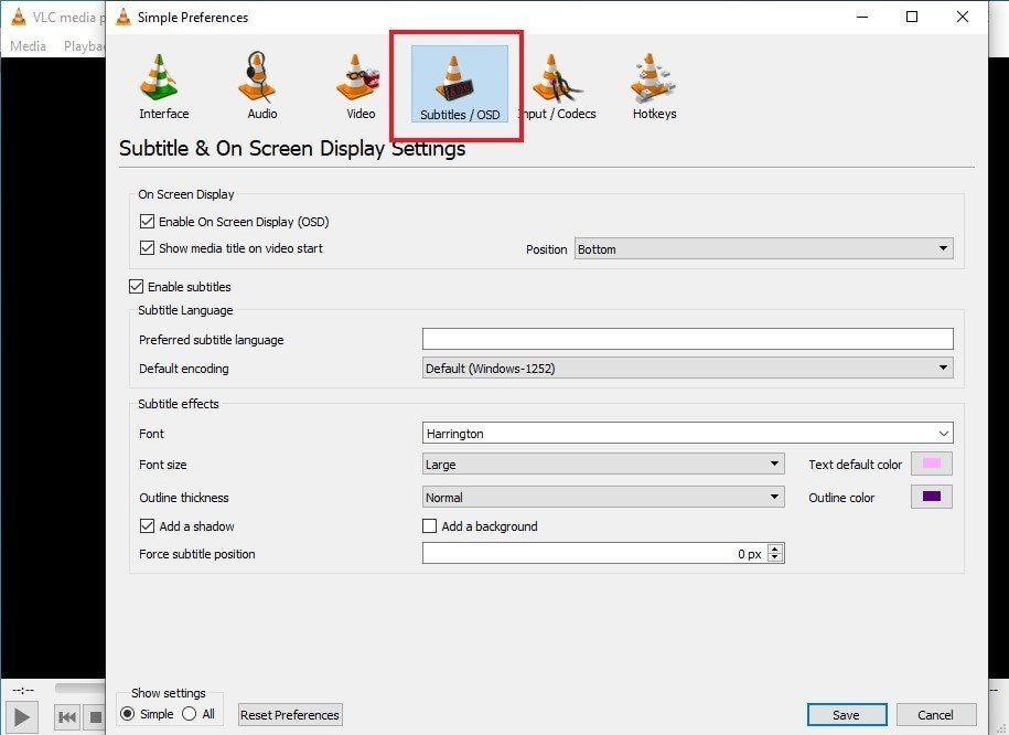 customize subtitles in vlc media player
