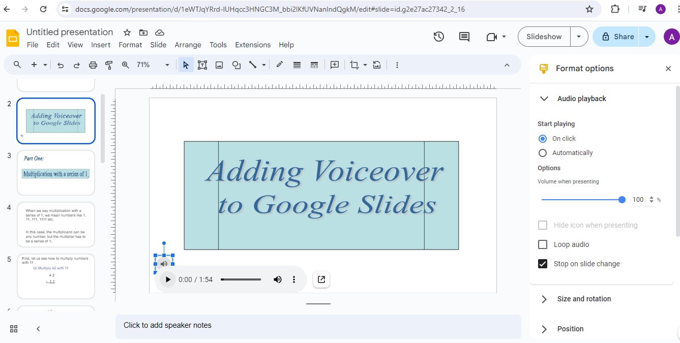 edit voiceover on google slides 