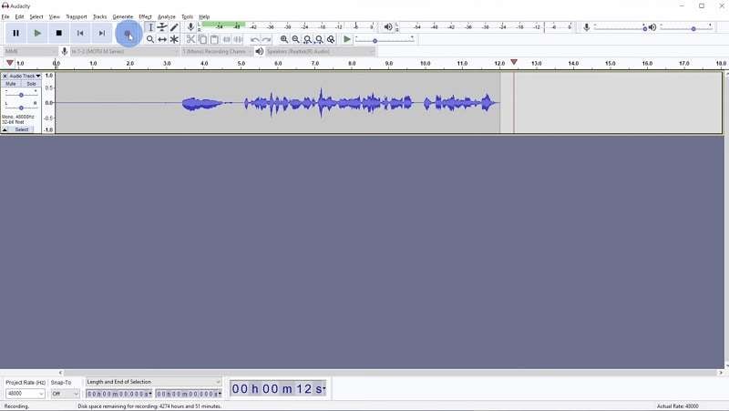 start recording audio from youtube on audacity