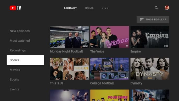 Cómo eliminar grabaciones en YouTube TV