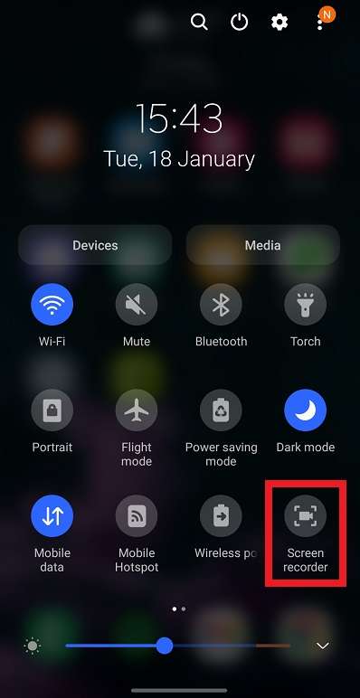 toca el icono de grabación de pantalla