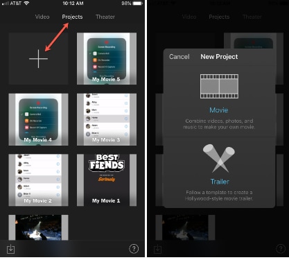 create new projects on imovie