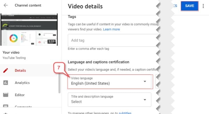 set the video language to english