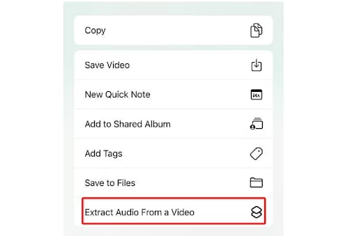 shortcuts extract audio from a video  