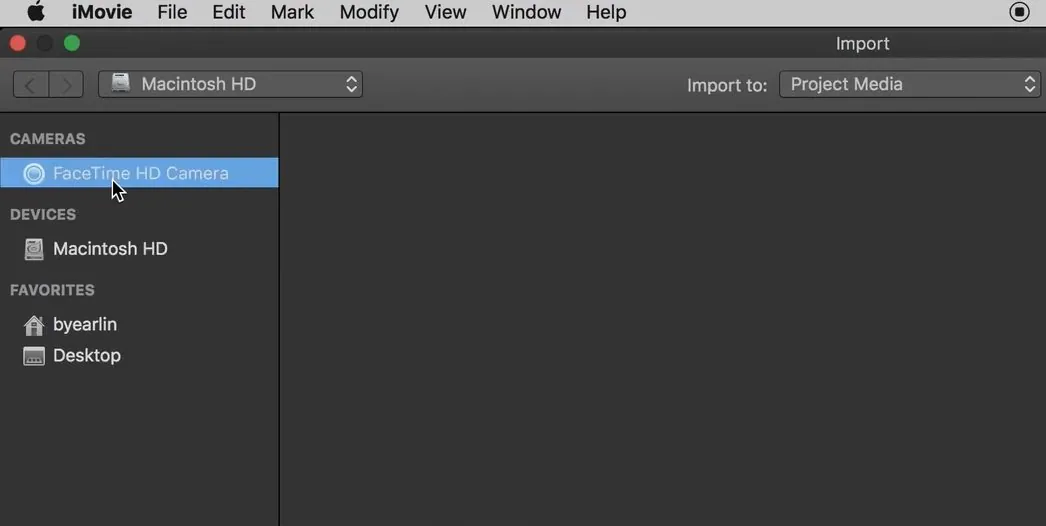 use your mac's camera in imovie