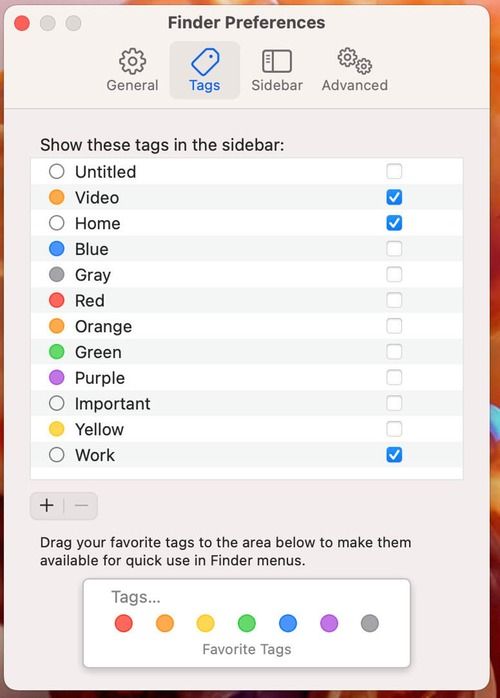 show tags in the finder sidebar