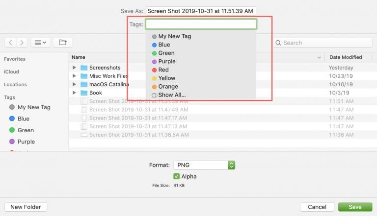 add a tag when saving screenshots