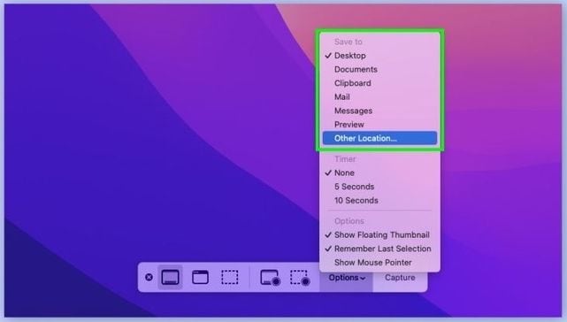 cambiar la ubicación de las capturas de pantalla de mac