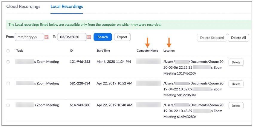 find local zoom recordings online