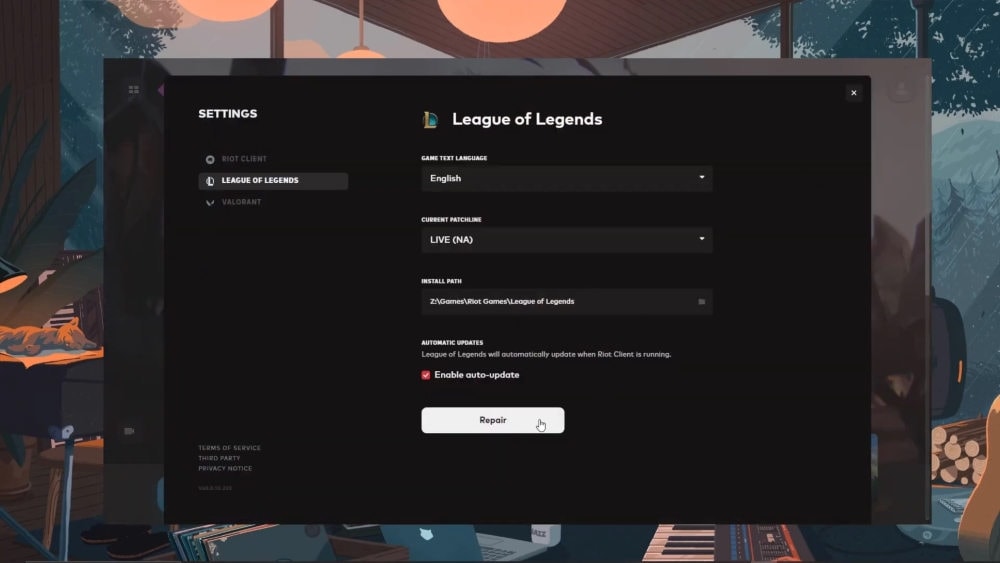 repair league of legends client