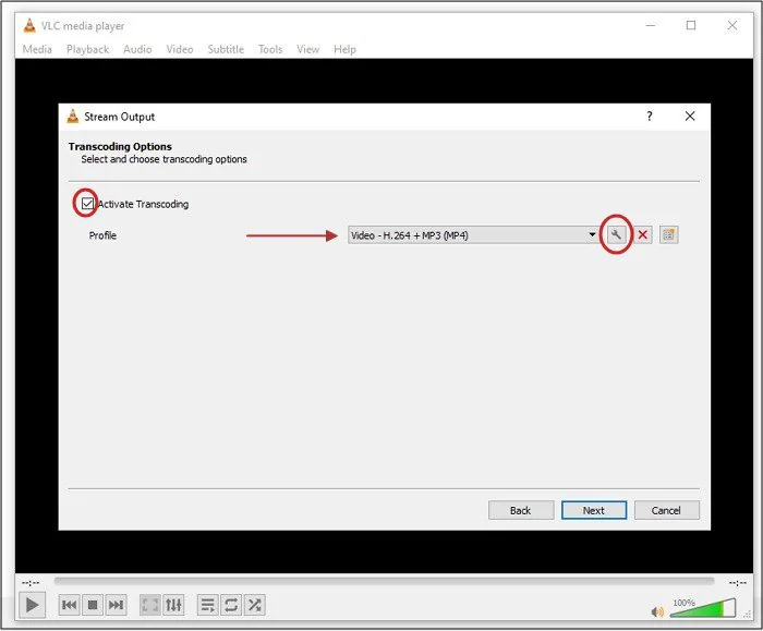 transcodificación y configuración de perfiles