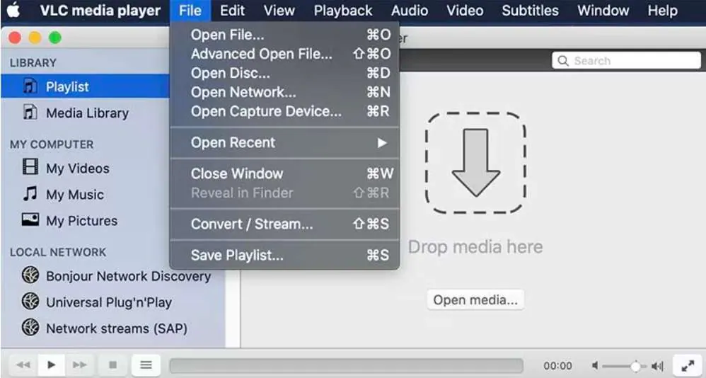 open network on vlc mac