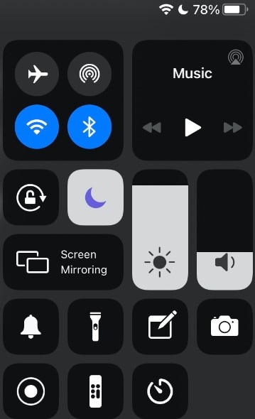 iphone control center