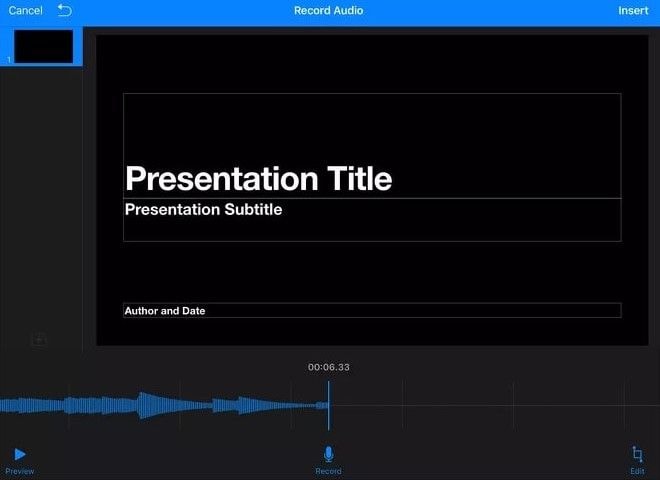 stop recording in the keynote app