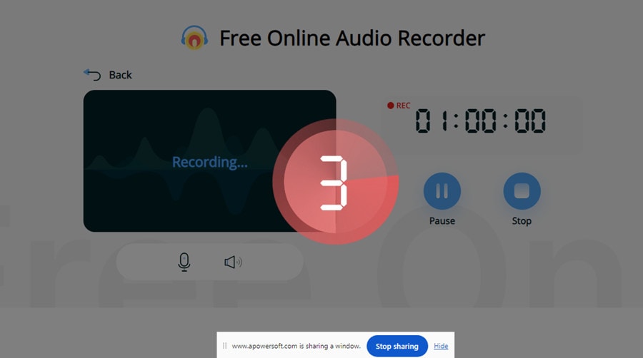 apowersoft online voice recorder start recording.