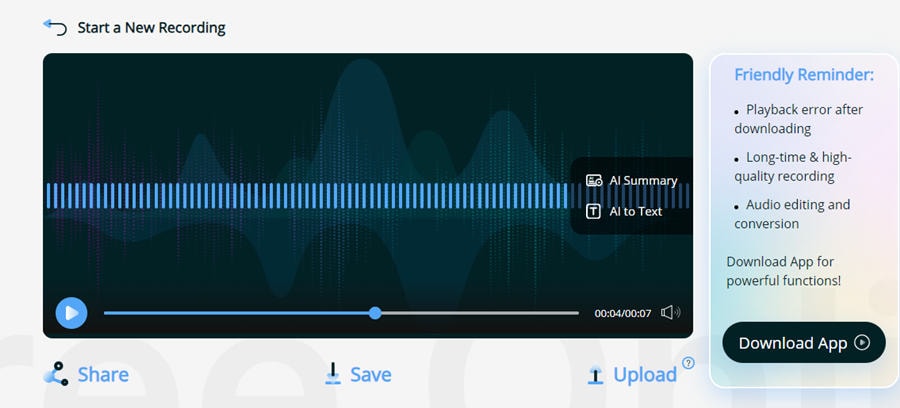 apowersoft online voice recorder save the recording.    