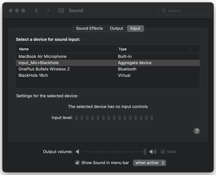 set the default sound input device