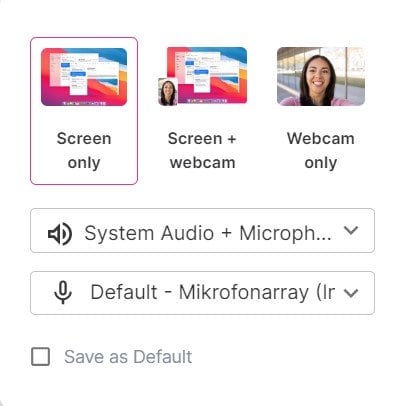 choose the recording area