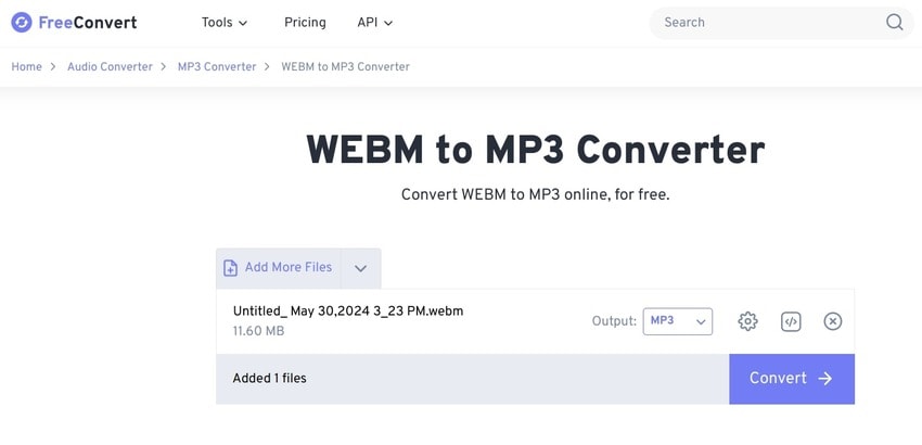 convert the webm file